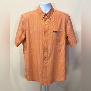 CHAPS Men’s Orange plaid short sleeve shirt‎ size L.